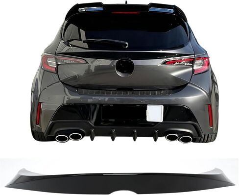 IKON MOTORSPORTS، سبويلر صندوق السيارة متوافق مع 2019-2026 Toyota Corolla & GR Corolla Hatchback فقط، نمط JDM أسود لامع من بلاستيك ABS إضافة إلى غطاء صندوق السيارة الخلفي شفة جناح سبويلر قطعة واحدة in Saudi Arabia