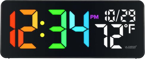 La Crosse Technology 513-1411 Color Changing Digital LED Wall Clock with Indoor Temperature in Saudi Arabia