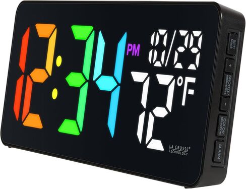 La Crosse Technology 513-1411 Color Changing Digital LED Wall Clock with Indoor Temperature in Saudi Arabia
