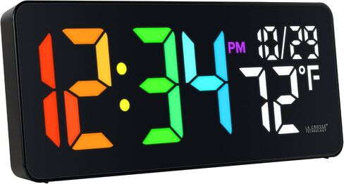 La Crosse Technology 513-1411 Color Changing Digital LED Wall Clock with Indoor Temperature in Saudi Arabia