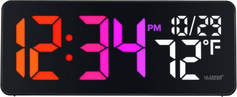 La Crosse Technology 513-1411 Color Changing Digital LED Wall Clock with Indoor Temperature in Saudi Arabia