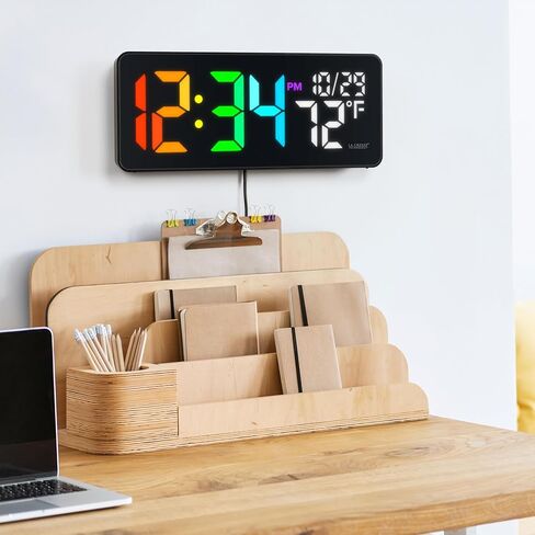 La Crosse Technology 513-1411 Color Changing Digital LED Wall Clock with Indoor Temperature in Saudi Arabia