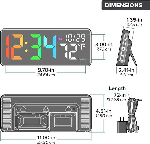 La Crosse Technology 513-1411 Color Changing Digital LED Wall Clock with Indoor Temperature in Saudi Arabia