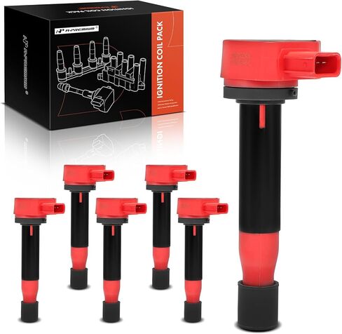 A-Premium (Red) Engine Ignition Coil Pack Compatible with Honda Accord 2000-2003, Odyssey 1999-2010 & Acura TL 1999-2008, RL 2005-2008, CL 2001-2003, 3.0L 3.2L 3.5L, Replace# 30520RCAA01, 6-PC Set in Saudi Arabia