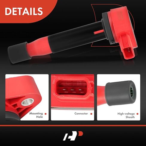 A-Premium (Red) Engine Ignition Coil Pack Compatible with Honda Accord 2000-2003, Odyssey 1999-2010 & Acura TL 1999-2008, RL 2005-2008, CL 2001-2003, 3.0L 3.2L 3.5L, Replace# 30520RCAA01, 6-PC Set in Saudi Arabia