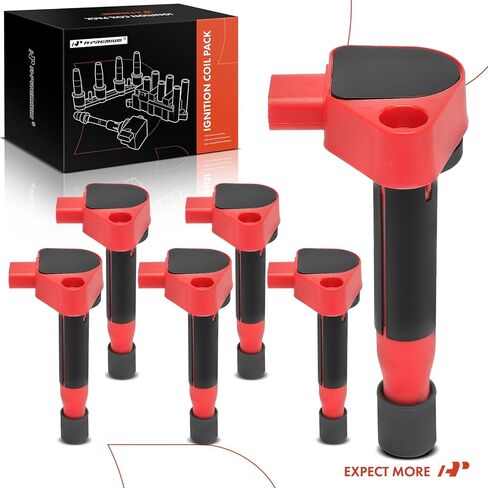 A-Premium (Red) Engine Ignition Coil Pack Compatible with Honda Accord 2000-2003, Odyssey 1999-2010 & Acura TL 1999-2008, RL 2005-2008, CL 2001-2003, 3.0L 3.2L 3.5L, Replace# 30520RCAA01, 6-PC Set in Saudi Arabia