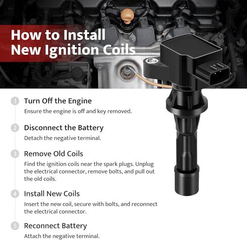 Ignition Coil Pack and Spark Plugs kit fit for 2.0 2.3 2.5 L4 Mazda 3, Mazda 6, CX7 CX-7, MX-5 Miata 2006 2007 2008 2009 2010 2011 2012 2013 2.0L 2.3L 2.5L, UF540, Set of 4 in Saudi Arabia