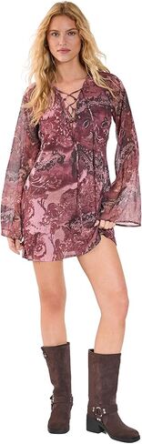 Nasty Gal Paisley Lace Up Front Tunic Mini Dress in Saudi Arabia