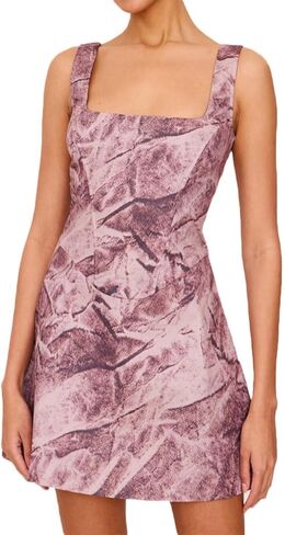 فساتين جاكار زهرية للنساء، فستان صيفي قصير بحزام قابل للتعديل على شكل حرف A in Kuwait