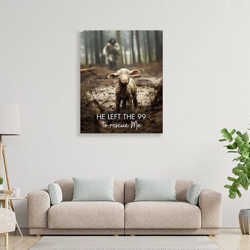 GUN SUPPLIES OUTLET LLC لوحة فنية جدارية يسوع مع الأغنام يسوع يركض بعد الحمل، طباعة قماشية ترك 99 لإنقاذي يسوع والأغنام المفقودة، لوحة فنية جدارية مسيحية مقاس 8 × 10 بوصة in Kuwait