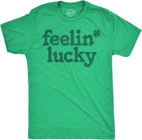 Mens Feelin Lucky T Shirt Funny St Pattys Days Parade Four Leaf Clover Tee for Guys in Saudi Arabia