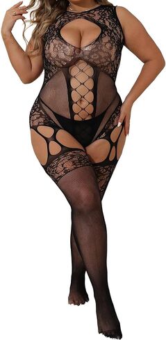 حجم كبير جوارب الجسم للنساء مثير كامل شبكة صيد السمك ارتداءها متعرج BBW ملابس داخلية لحفلات عيد الحب الهذيان in Kuwait