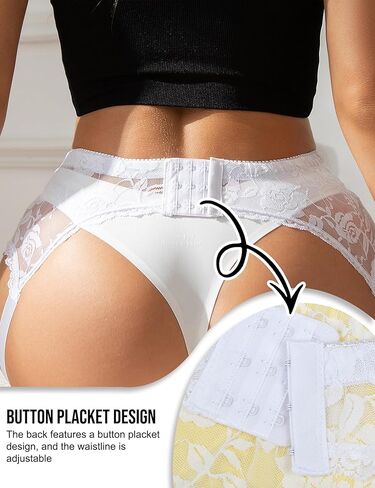 ohmydear Plus Size Floral Lace Garter Belt with 6 Metal Clips Sexy Sheer Lingerie See Through Garters for Thigh Highs XS-4XL in Saudi Arabia