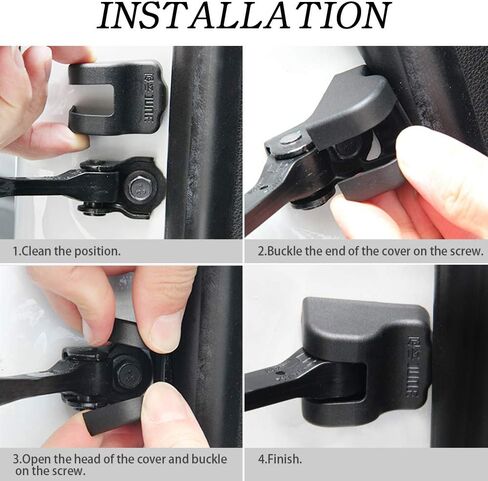 1797 Door Check Lock Cover fit for Toyota Accessories Parts Corolla Camry Highlander Yaris Interior Arm Body Latch Buckle Caps Decals Sticker Decorations Anti Corrosion PPE Plastic Black 4 Pack in Saudi Arabia