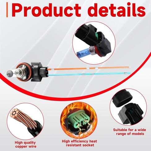 H11 H8 Pigtail Socket Wiring Harness Harness Female and Male Adapters for Headlight Fog Lights OEM w/ 4-Inch Wire, 2 Set in Kuwait