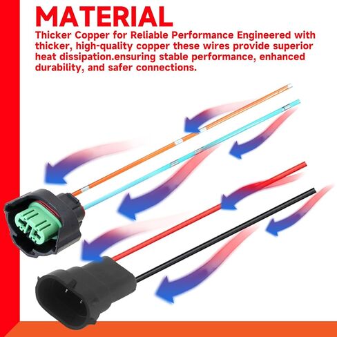H11 H8 Pigtail Socket Wiring Harness Harness Female and Male Adapters for Headlight Fog Lights OEM w/ 4-Inch Wire, 2 Set in Kuwait