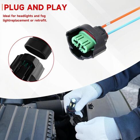 H11 H8 Pigtail Socket Wiring Harness Harness Female and Male Adapters for Headlight Fog Lights OEM w/ 4-Inch Wire, 2 Set in Kuwait