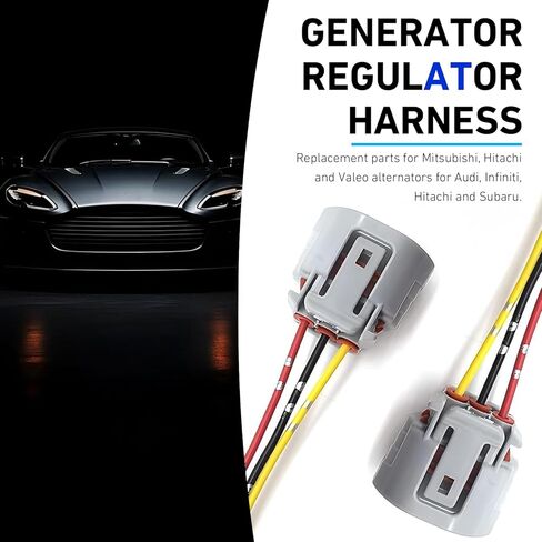 2 PCS 3 Wires Car Alternator Plugs, Plug and Play Regulator Receptacle Harness, Insulated Waterproof Housing, Compatible with Lexus Nissan Subaru Saab Suzuki Jaguar Mitsubishi (Multicolored) in Saudi Arabia