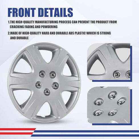 AUTOWIKI 15" Hubcaps Wheel Rims Cover Compatible for 2005-2008 Toyota Corolla Steel Wheels, Snap On Hubcap Set of 4 for 05-08 Corolla with Decorative Bolts - 15 Inch, Lacquer Color in Saudi Arabia