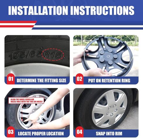 AUTOWIKI 15" Hubcaps Wheel Rims Cover Compatible for 2005-2008 Toyota Corolla Steel Wheels, Snap On Hubcap Set of 4 for 05-08 Corolla with Decorative Bolts - 15 Inch, Lacquer Color in Saudi Arabia