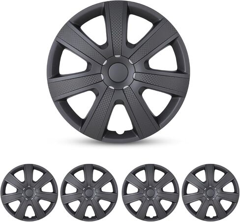 CPW 14" Wheel Rim Cover Hubcaps Universal Snap On Car Truck SUV Car Accessories ABS Material Replacement Hub Caps Set of 4-14 Inch Black Matte in Saudi Arabia