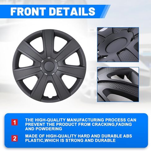 CPW 14" Wheel Rim Cover Hubcaps Universal Snap On Car Truck SUV Car Accessories ABS Material Replacement Hub Caps Set of 4-14 Inch Black Matte in Saudi Arabia