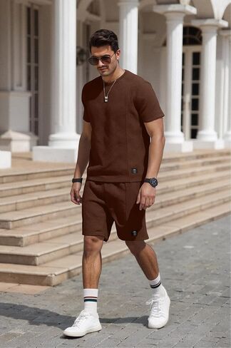 UOUA Men's Shorts Set 2 Piece Summer Outfits Casual Vacation Tracksuits in Saudi Arabia