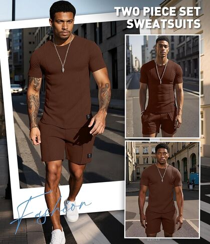 UOUA Men's Shorts Set 2 Piece Summer Outfits Casual Vacation Tracksuits in Saudi Arabia
