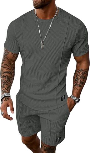 UOUA Men's Shorts Set 2 Piece Summer Outfits Casual Vacation Tracksuits in Saudi Arabia
