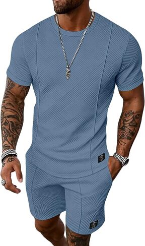 UOUA Men's Shorts Set 2 Piece Summer Outfits Casual Vacation Tracksuits in Saudi Arabia