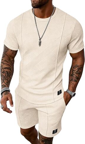 UOUA Men's Shorts Set 2 Piece Summer Outfits Casual Vacation Tracksuits in Saudi Arabia