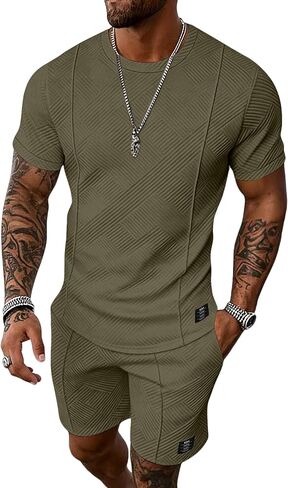 UOUA Men's Shorts Set 2 Piece Summer Outfits Casual Vacation Tracksuits in Saudi Arabia
