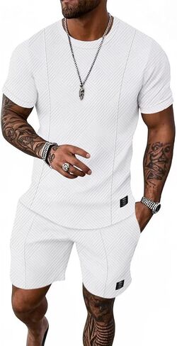 UOUA Men's Shorts Set 2 Piece Summer Outfits Casual Vacation Tracksuits in Saudi Arabia