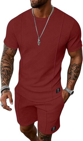 UOUA Men's Shorts Set 2 Piece Summer Outfits Casual Vacation Tracksuits in Saudi Arabia