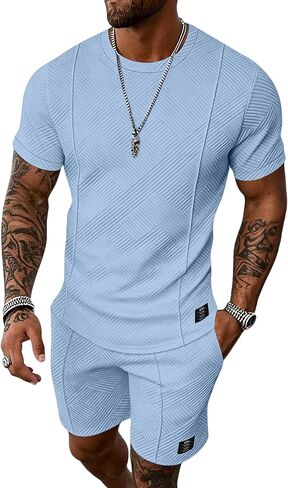 UOUA Men's Shorts Set 2 Piece Summer Outfits Casual Vacation Tracksuits in Saudi Arabia
