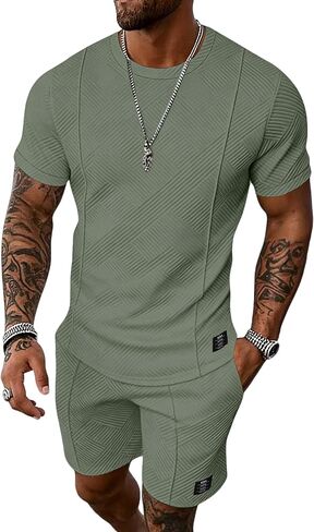 UOUA Men's Shorts Set 2 Piece Summer Outfits Casual Vacation Tracksuits in Saudi Arabia