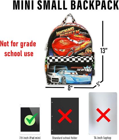 Disney Cars Mini Backpack for Women, Teens, Kids - 13" Lightning McQueen Mini Bag with Front Pocket Plus Water Bottle | Disney Cars Backpack Purse Bundle in Saudi Arabia