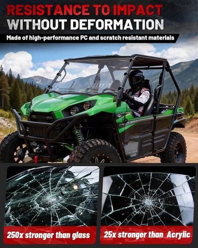 StarknightMT Teryx Full Windshield Scratch-resisatant Vent Compatible with 2016+ KAWASAKI Teryx 800 2/4 Seaters 2021+ Teryx S/S 4 Accessories Clear Front Window Used with Roof in Saudi Arabia