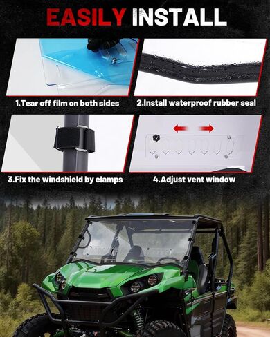 StarknightMT Teryx Full Windshield Scratch-resisatant Vent Compatible with 2016+ KAWASAKI Teryx 800 2/4 Seaters 2021+ Teryx S/S 4 Accessories Clear Front Window Used with Roof in Saudi Arabia