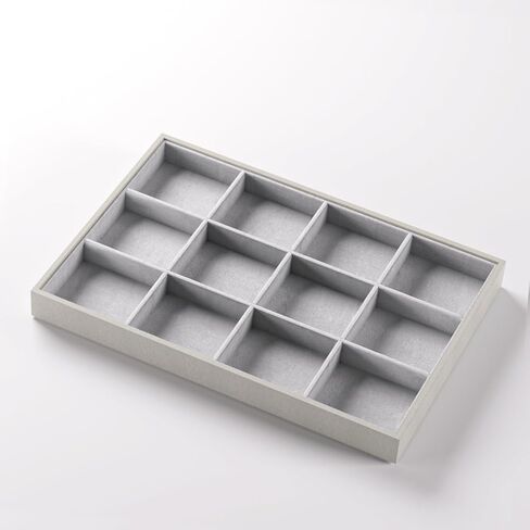 2-Piece Gray leather Stackable Jewelry Organizer Tray Set, Bracelet Ring Earring Holder Box, Necklace Display Stand for Storage and Retail Display (12 Grids) in Saudi Arabia