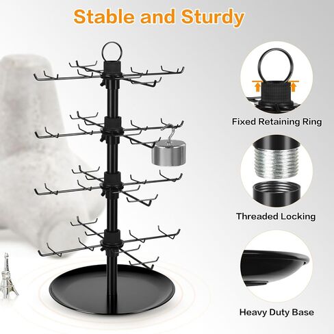 Jewelry Display for Vendors with 80 Hooks, 4 Tier Rotating Display Stand Earring Holder Organizer Adjustable Height, Earring Rack Keychain Necklace Bracelet Display for Retail in Kuwait