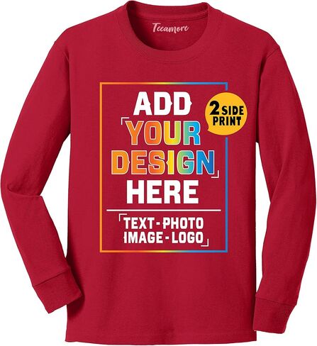 Custom Youth Long Sleeve Shirt Add Your Own Image Photo Text Front Back Side in Saudi Arabia