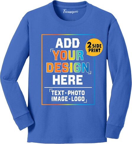 Custom Youth Long Sleeve Shirt Add Your Own Image Photo Text Front Back Side in Saudi Arabia