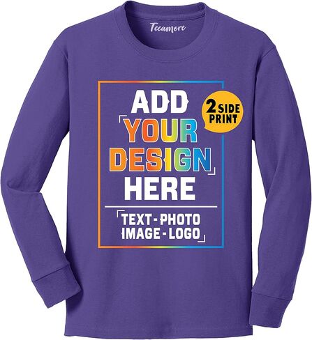 Custom Youth Long Sleeve Shirt Add Your Own Image Photo Text Front Back Side in Saudi Arabia