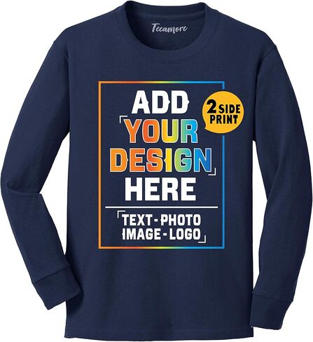 Custom Youth Long Sleeve Shirt Add Your Own Image Photo Text Front Back Side in Saudi Arabia