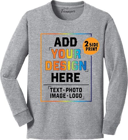 Custom Youth Long Sleeve Shirt Add Your Own Image Photo Text Front Back Side in Saudi Arabia