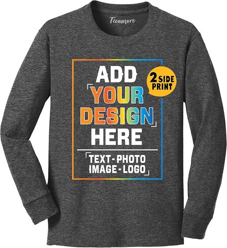 Custom Youth Long Sleeve Shirt Add Your Own Image Photo Text Front Back Side in Saudi Arabia