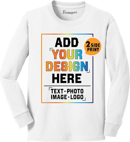 Custom Youth Long Sleeve Shirt Add Your Own Image Photo Text Front Back Side in Saudi Arabia
