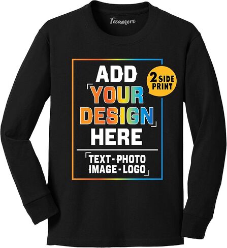 Custom Youth Long Sleeve Shirt Add Your Own Image Photo Text Front Back Side in Saudi Arabia