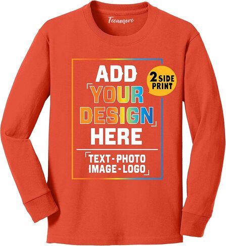 Custom Youth Long Sleeve Shirt Add Your Own Image Photo Text Front Back Side in Saudi Arabia